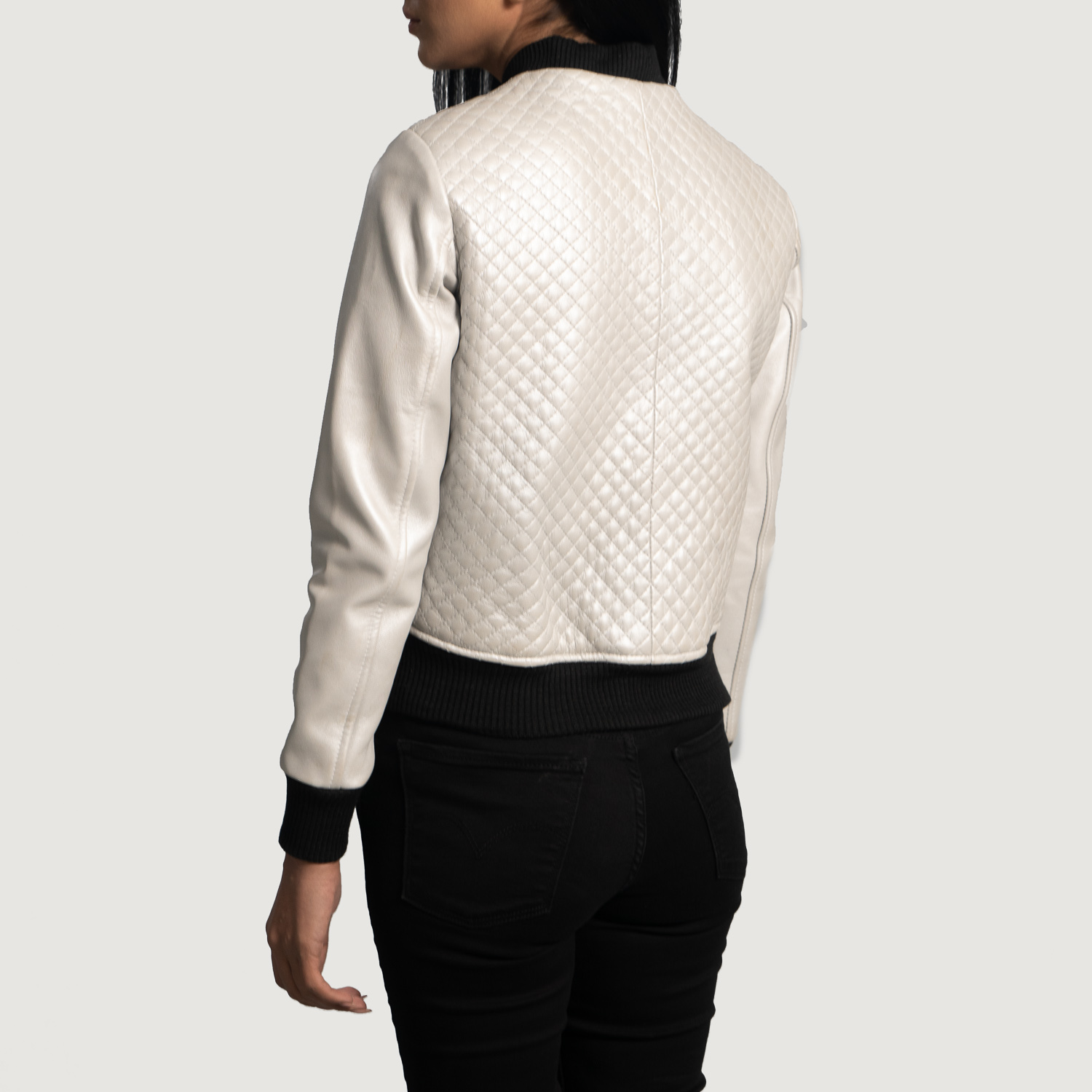 Pelle Pelle Silver Quilted Leather Jacket | Bomber Jacket view 2