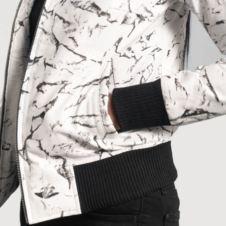 Flight White Leather Bomber Jacket | Pelle Pelle Store view 2