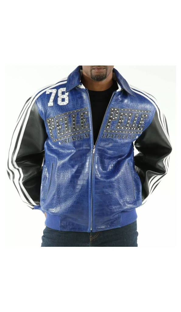 Pelle Pelle Men Navy Blue Leather Jacket