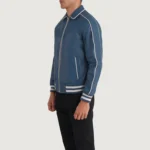 Men's Varsity Blue Leather Motorcycle Jacket