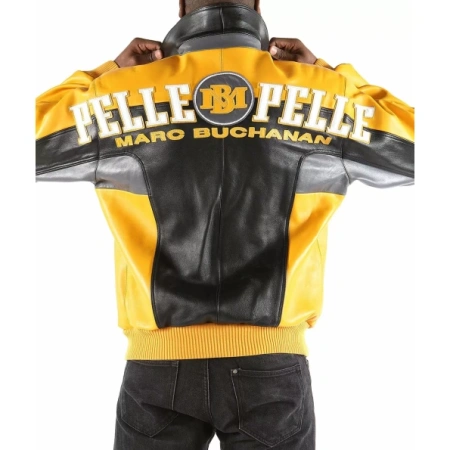 Pelle Pelle Men Yellow Black MB Jacket | Leather Jacket view 2