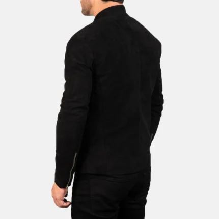 Racing Black Suede Bomber Jacket Mens