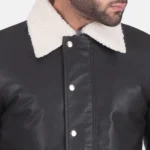 Black Snow Fur Lined Leather Jacket Mens