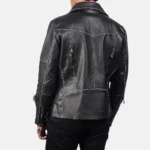 Men's Black Leather Jacket Belted