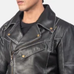 Men's Black Leather Jacket Belted