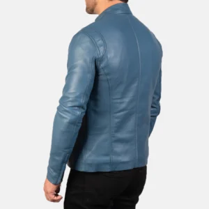 Men's Blue Leather Motorcycle Jacket | Biker Jacket