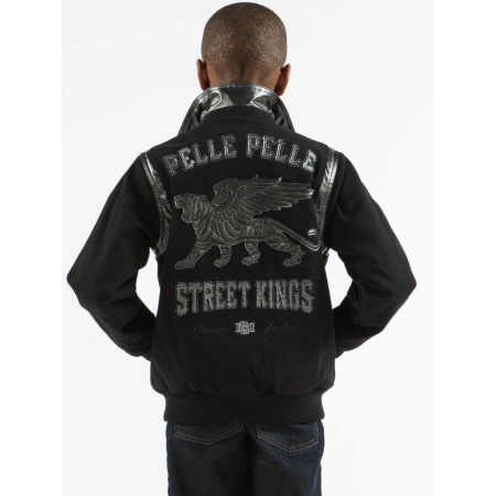 Pelle Pelle Kids Street Kings Wool Jacket | Black Jacket view 2