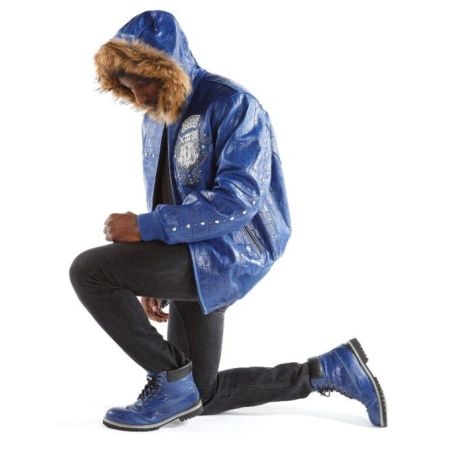 Pelle Pelle Blue Emblem MB Fur Hood Jacket | Leather Jacket view 3