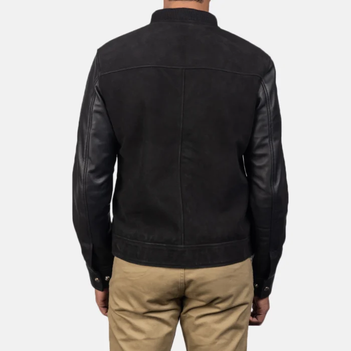 Men's Hybrid Black Suede Bomber Leather Jacket