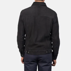 Trucker Black Suede Bomber Jacket Mens