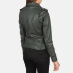 Women's Green Leather Jacket Belted