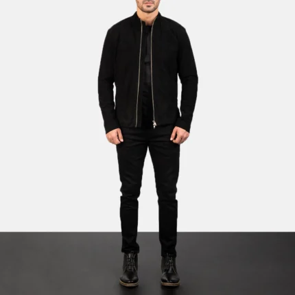 Racing Black Suede Bomber Jacket Mens, Racing Jacket, Black Jacket, Black Suede Jacket, Suede Bomber Jacket, Bomber Jacket, Racing Bomber Jacket,Black Bomber Jacket