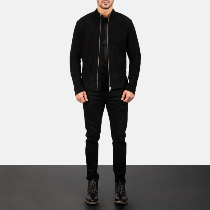 Racing Black Suede Bomber Jacket Mens, Racing Jacket, Black Jacket, Black Suede Jacket, Suede Bomber Jacket, Bomber Jacket, Racing Bomber Jacket,Black Bomber Jacket