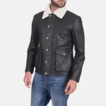 Black Snow Fur Lined Leather Jacket Mens