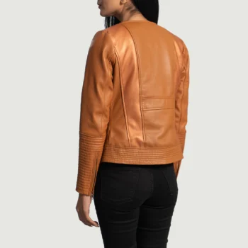 Women's Biker Tan Leatherette Jacket