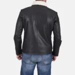 Black Snow Fur Lined Leather Jacket Mens