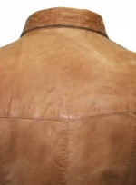 Light Brown Leather Shirt Jacket