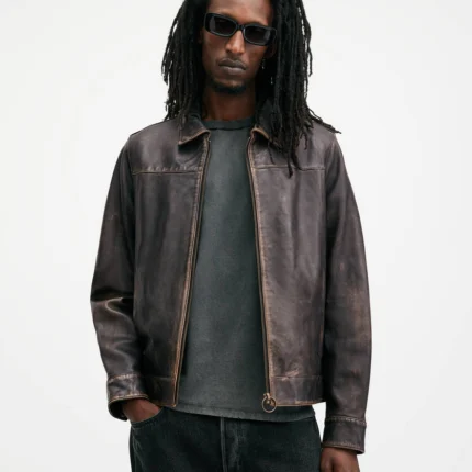 Vintage Black Alkan Two Tone Leather Jacket | AllSaints