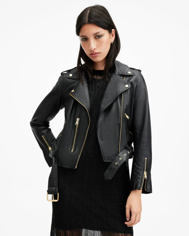 Black Balfern Leather Biker Jacket | AllSaints