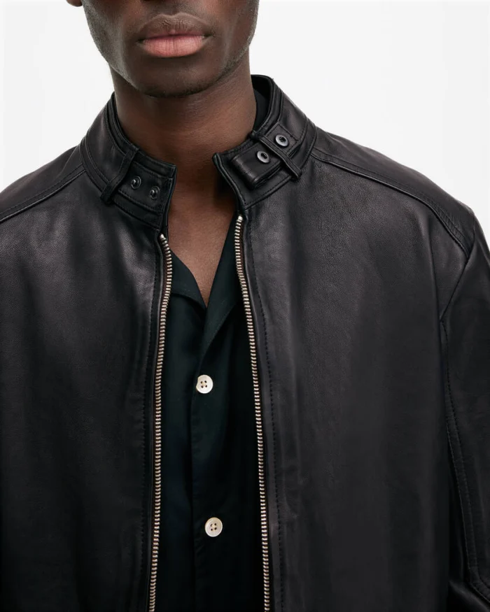 Cora Leather Snap Back Collar Jacket | AllSaints