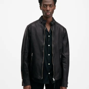 Cora Leather Snap Back Collar Jacket | AllSaints