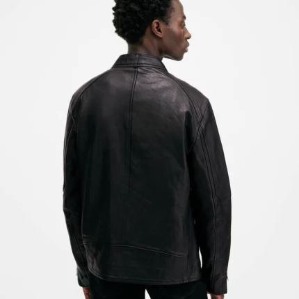 Cora Leather Snap Back Collar Jacket | AllSaints