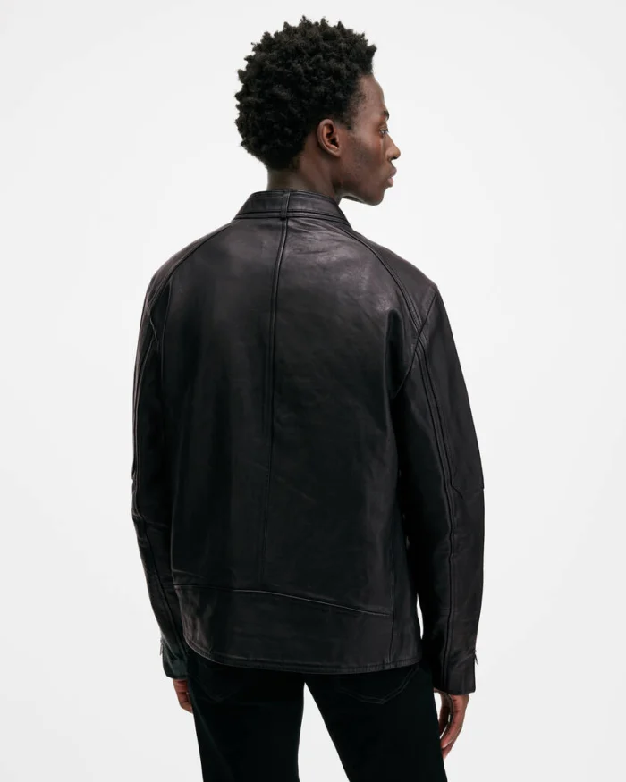 Cora Leather Snap Back Collar Jacket | AllSaints