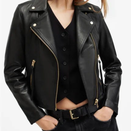 Black Dalby Slim Fit Biker Jacket | AllSaints