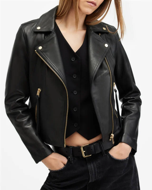 Black Dalby Slim Fit Biker Jacket | AllSaints