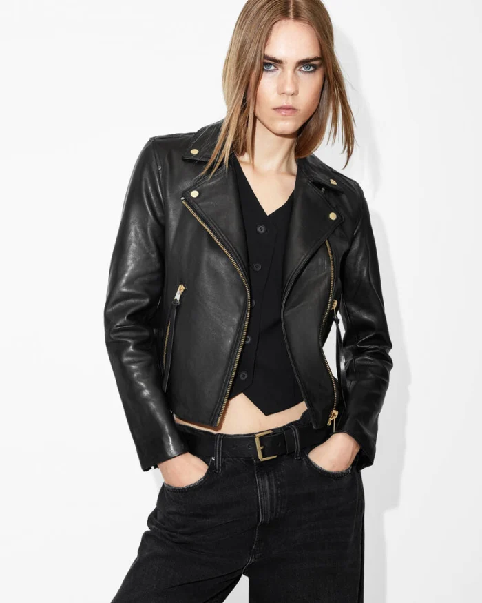 Black Dalby Slim Fit Biker Jacket | AllSaints