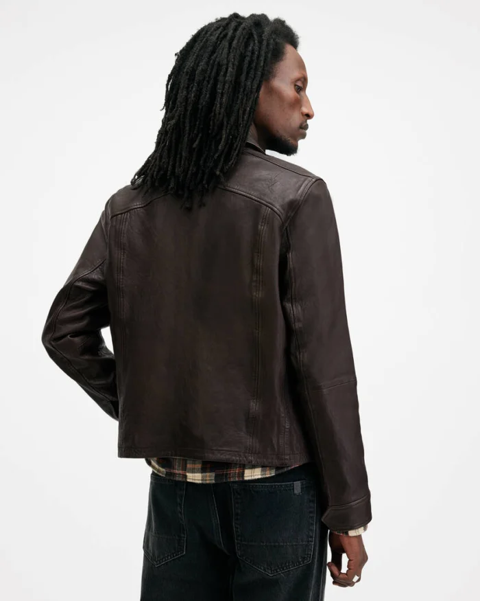 Duffy Brown Erol Zip Up Leather Jacket | AllSaints