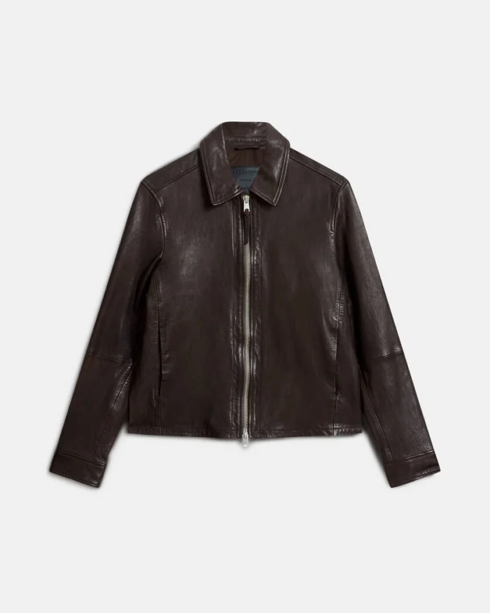 Duffy Brown Erol Zip Up Leather Jacket | AllSaints