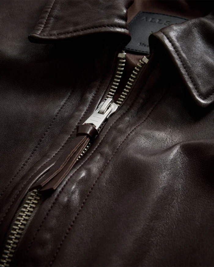 Duffy Brown Erol Zip Up Leather Jacket | AllSaints