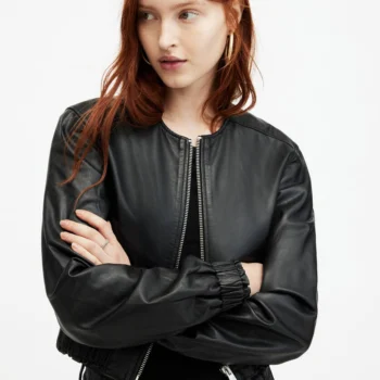 Black Everly Leather Bomber Jacket | AllSaints