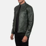 Bomber Leather Jacket Dark Green