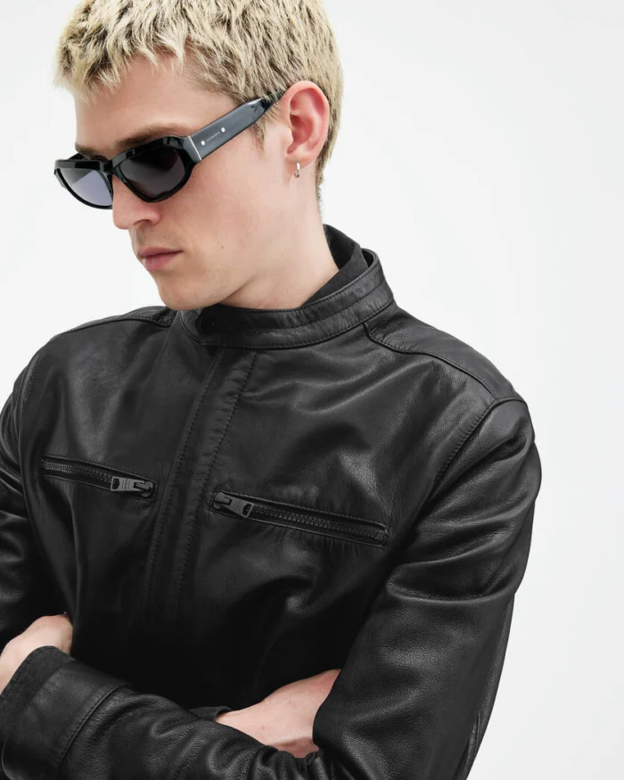 Black Jade Tab Collar Leather Jacket | AllSaints