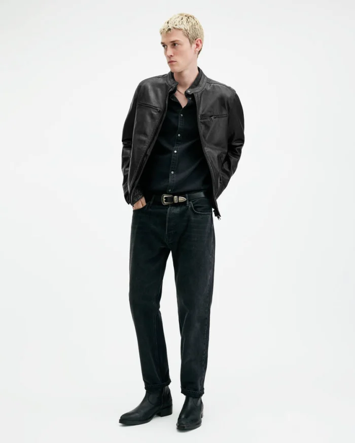 Black Jade Tab Collar Leather Jacket | AllSaints