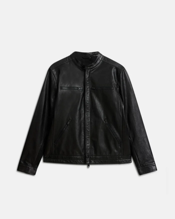 Black Jade Tab Collar Leather Jacket | AllSaints