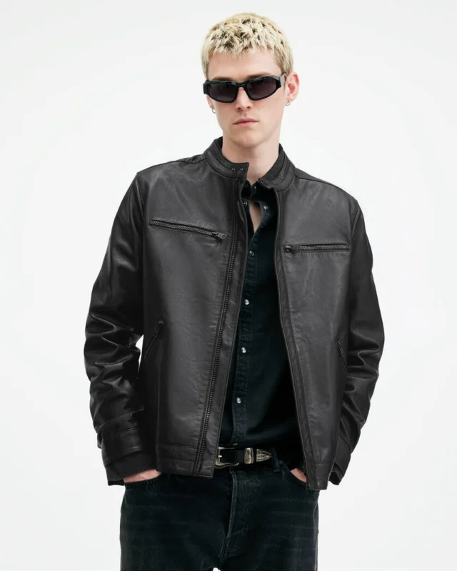 Black Jade Tab Collar Leather Jacket | AllSaints