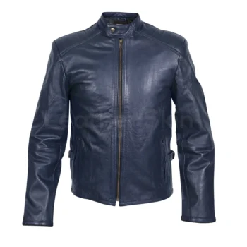 Navy Blue Genuine Leather Jacket