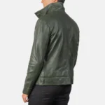 Men Leather Jacket Dark Green