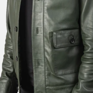 Men Leather Jacket Dark Green