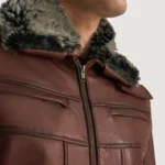 Men Dark Brown Fur Leather Jacket