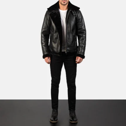 Men Bomber Fur Collar Leather Jacket