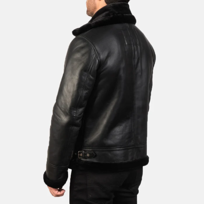 Men Bomber Fur Collar Leather Jacket