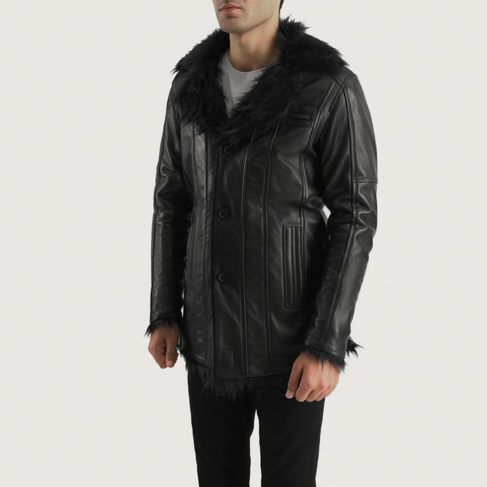 Men Fur Collar Leather Jacket