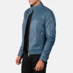 Men Biker Blue Leather Jackets