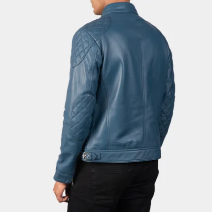 Men Biker Blue Leather Jackets