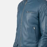 Men Biker Blue Leather Jackets