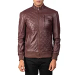 Burgundy Men Biker Jacket